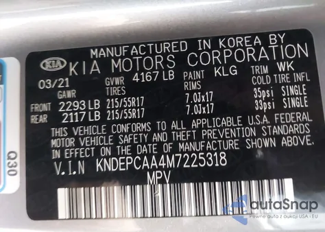 2021 Kia Seltos Lx z USA, uszkodzony, nr VIN KNDEPCAA4M7225318